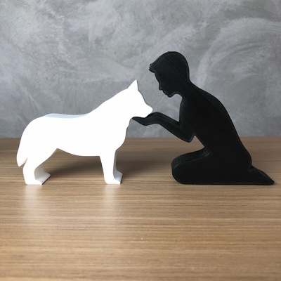 boy siberian husky 3d printer or laser cut home man pastor alem o petlover pet animal print stl minimalist 3d print model - Mito3D