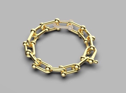 Armband Tiffany Gold Ring Anhänger Verknüpfung Kette 3d print model - Mito3D