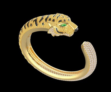 bracelet panthère pantera panthera panter bague pendentif boucles d'oreilles tigre 3d print model - Mito3D