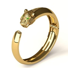 bracelet 06 jewelry jewellery silver gold 3dprint fashion printable jewel panther bangle stone diamond gem 3d print model - Mito3D