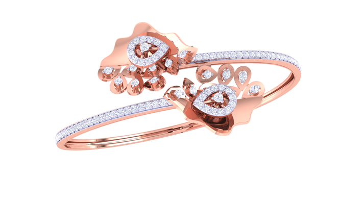 braccialetto 197 in oro rosa diamanti gioielleria fascino cuore lovejewelry engagement solitario gioiello brasato argento 3d print model - Mito3D