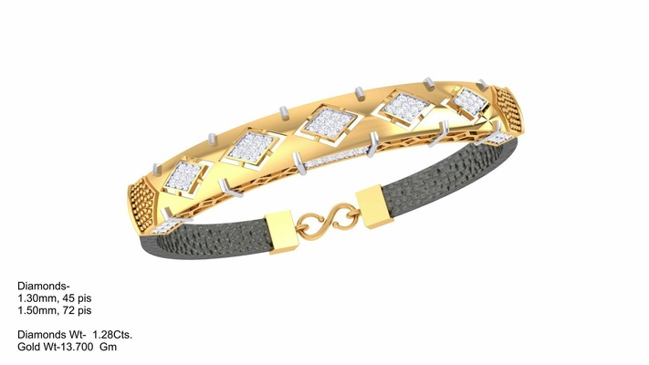 braccialetto 210 in oro rosa diamanti gioielleria fascino cuore lovejewelry engagement solitario gioiello brasato argento 3d print model - Mito3D