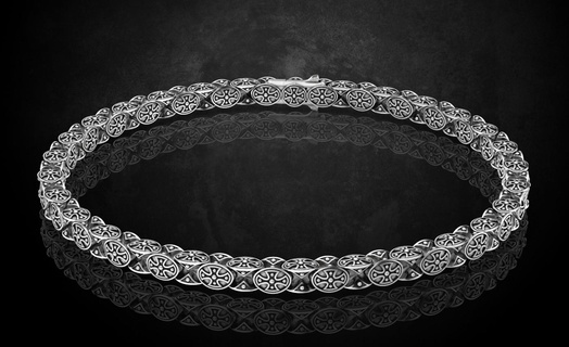 bracelet cross chain length 327 3dprinted design fashion gold golden jewel jewellery jewelry print printabl printable printing prototyping silver 3d print model - Mito3D