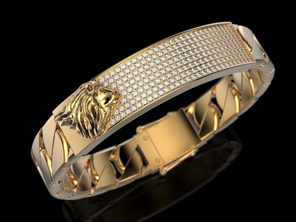 bracelet Lion Roi bijoux impression 3dprinted imprimable conception bijou d'or mode or prototypage argent motard homme 3d print model - Mito3D