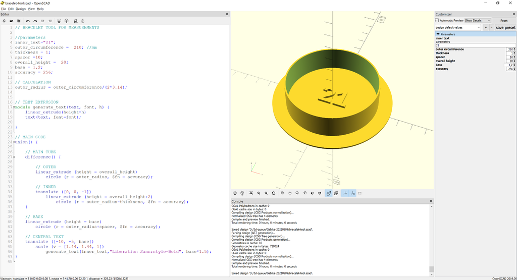 pulseira medição ferramenta gerador openscad acessórios 3D print model - Mito3D