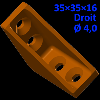 soporte 35 16 Derecho tirantes empulgueras 40 mm cuadrado silla reforzamiento refuerzos ángulo anglos 3d print model - Mito3D