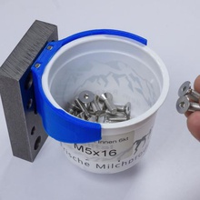 bracket recycled yogurt cup build screw storage tool holder bin box 3d print model - Mito3D