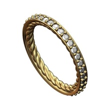 braided diamond eternity wedding band 3d print model ring jewelry printable gold jewellery sterling silver jewel stackable luxury engagement cable wire rings 3d print model - Mito3D
