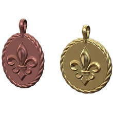 braided heraldic lily pendant charm 3d print model printable gold silver sterling jewellery ornament bracelet jewelry rope wire necklace flower lys fleur lis royal pendants 3d print model - Mito3D