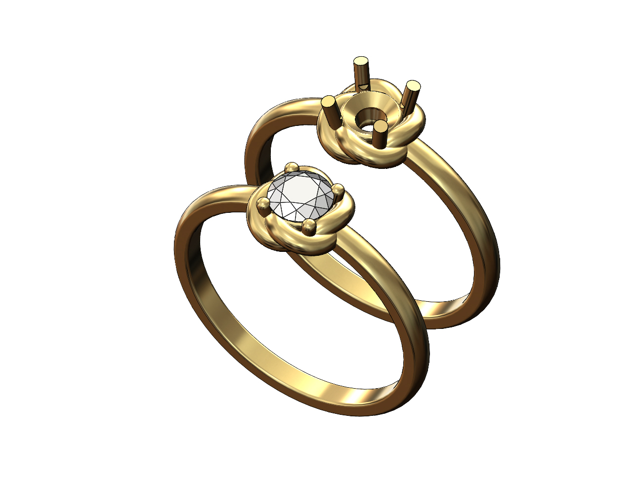 trenzado ornamento 5mm diamante solitario anillo us tamaños 5to9 3d impresión modelo joyería joya imprimible oro plata clásico compromiso Boda 3D print model - Mito3D
