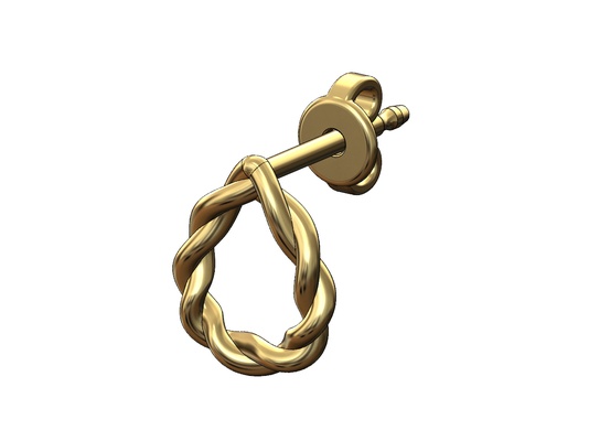 trançado corda amêndoa pera modelado viga brinco 3d impressão modelo fio torcido joalheria imprimível moda ouro prata jóias minimalista simples trança 3d print model - Mito3D