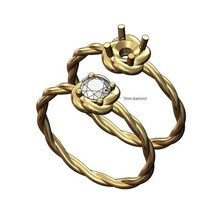 geflochten Seil Schaft 5mm Diamant Solitär Größen 5to9 3d drucken Modell Schmuck Ring druckbar Luxus Engagement Hochzeit 3d print model - Mito3D