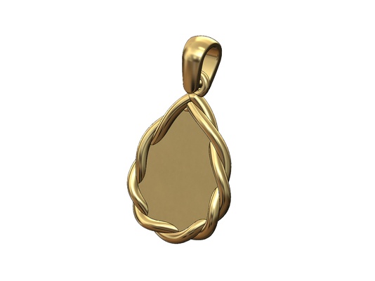 braided wire almond pear shaped pendant charm 3d print model rope twisted necklace tag engravable jewelry printable gold silver jewellery bail fashion bracelet 3d print model - Mito3D