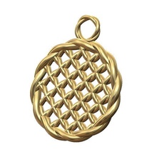 braided wire mesh coin pendant charm 3d print model jewelry printable gold silver ornament necklace circle rope 3d print model - Mito3D