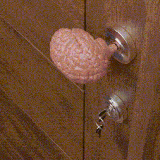 brain door knob navidad skull exterior decor 3d print model - Mito3D