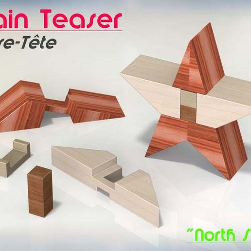 brain teaser north star Spiel Gehirn Nussknacker te Kind Bau Stücke puzzle - Spielzeug Holz Rätsel 3D print model - Mito3D