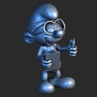 inteligente smurf filósofo azul gargamel Vila Piada palhaço Smurfs Papai robusto fortuna musculoso humorado rabugento Brainy 3d print model - Mito3D