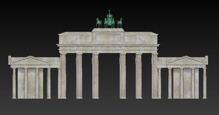 brandenburg kapı berlin dönüm noktası tarihi mimari 3d model anıt almanya avrupalı turizm şehir manzarası kültürel ikon neo classical konumlar tanınmış baskı almanca tarih tur 3d print model - Mito3D