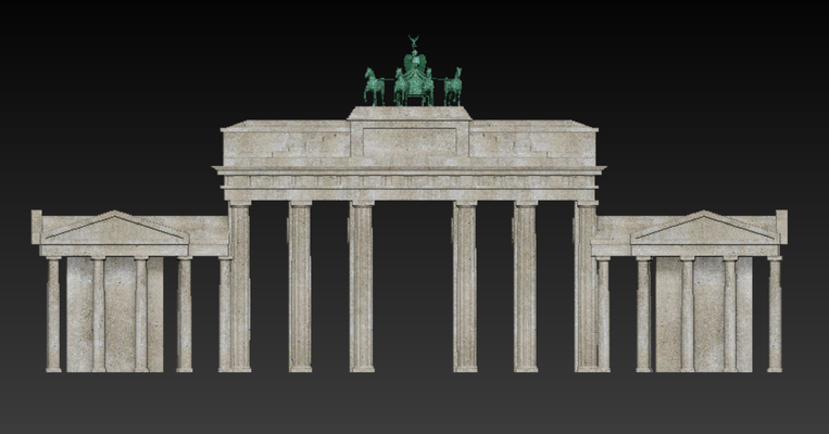 brandeburgo cancello berlino punto riferimento storico architettura 3d modello monumento germania europeo turismo paesaggio urbano culturale icona neo classical attrazioni famoso stampa tedesco storia tour 3d print model - Mito3D