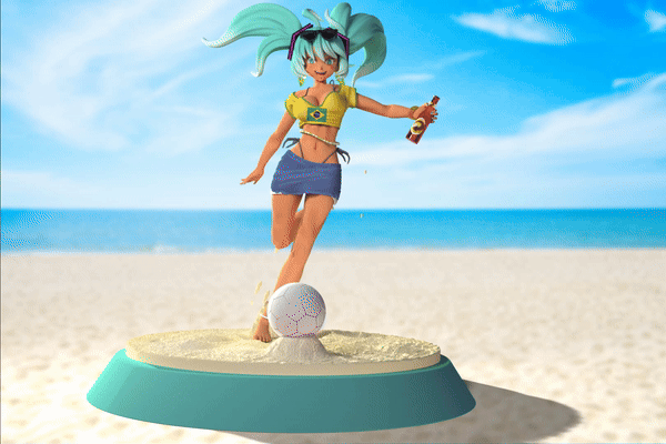 brasileño miku prima figura arte hatsune figurilla manga brasil vocaloid fútbol arena deporte kawaii garaje equipo 3d print model - Mito3D