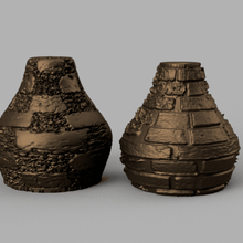 break wall vase x2 home pot brick stone medieval deco flower house amphora vintage 3d print model - Mito3D