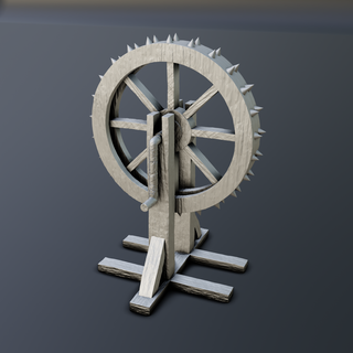 rotura rueda tortura dispositivo diorama Judas cuna madera caballo 3d print model - Mito3D