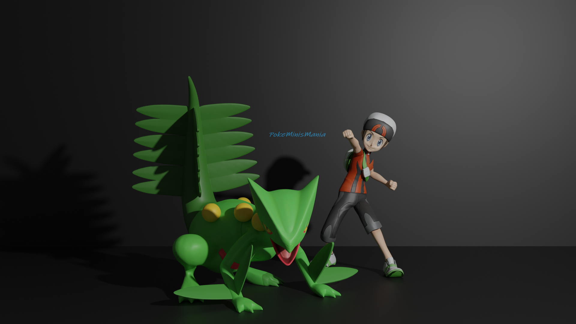 brendan sceptile 3d print model brendon yuki pokemon pokedex pokeball trainer grass starter monster pikachu eevee ash mewtwo charizard tyranitar garcomp 3D print model - Mito3D