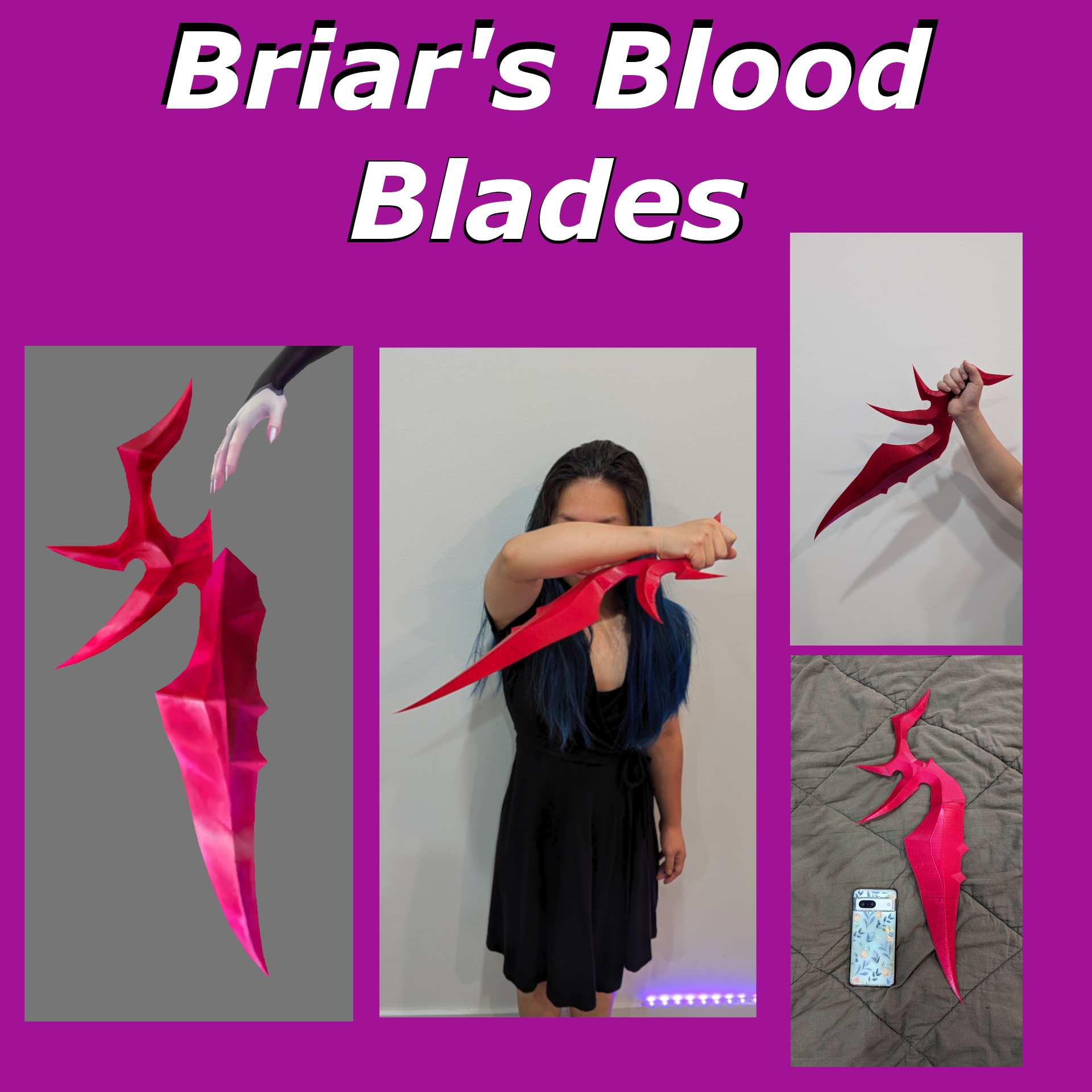 briar blood blades cosplay league legends shackle rune runes pillory brair blade knife 3D print model - Mito3D