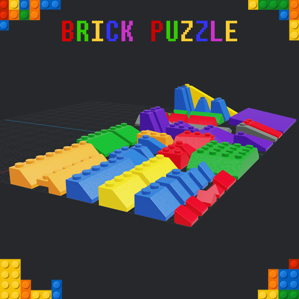brick puzzle - block sloping toys kids building blocks construction creative educational 3D print model - Mito3D
