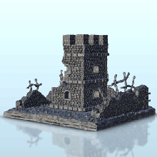 brick tower ruins 11 - flames war bolt action desertic modern warhammer architecture medieval dark age thumbnails building scenery wargame figures game land games accessories 3d print model - Mito3D