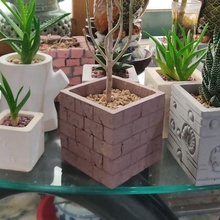 brick wall concrete planter pot plant cement mold gardening garden 3d print model - Mito3D