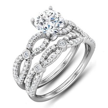 bridal ring set 3d cad model stl format jewelry engagement wedding 3d print model - Mito3D