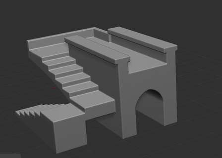bridge stairs home ruin miniature 3d building zbrush dungeon tabletop base 3d print model - Mito3D