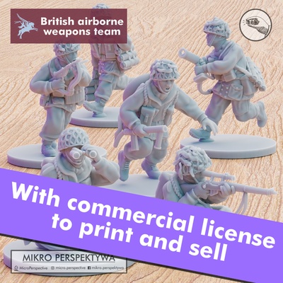 britanique aéroporté armes équipe ensemble 28mm commercial licence jeu anglais uk boulon action piat bazooka ww2 lee enfilé observateur tireur d'élite tranchant lance flammes jeu guerre calcul parachutiste parachutistes 3d print model - Mito3D