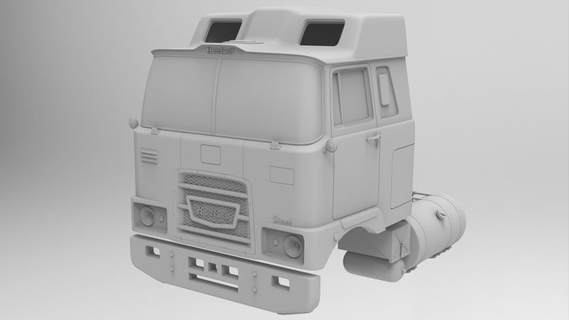 brockway 457 sleeper cab hi rise scale 1 32 semi truck old 1-32 3dprint cabover 3d print model - Mito3D