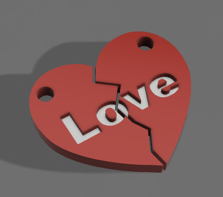 roto corazón collar parejas 3D print model - Mito3D