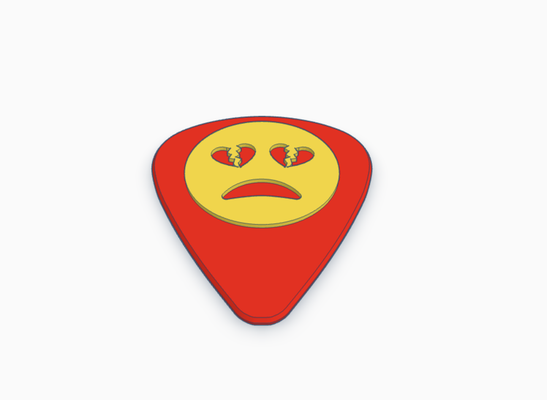 broken heart emoji guitar pick bass electric acoustic instrument music rock classical pickcard band group collection card 3d print model - Mito3D