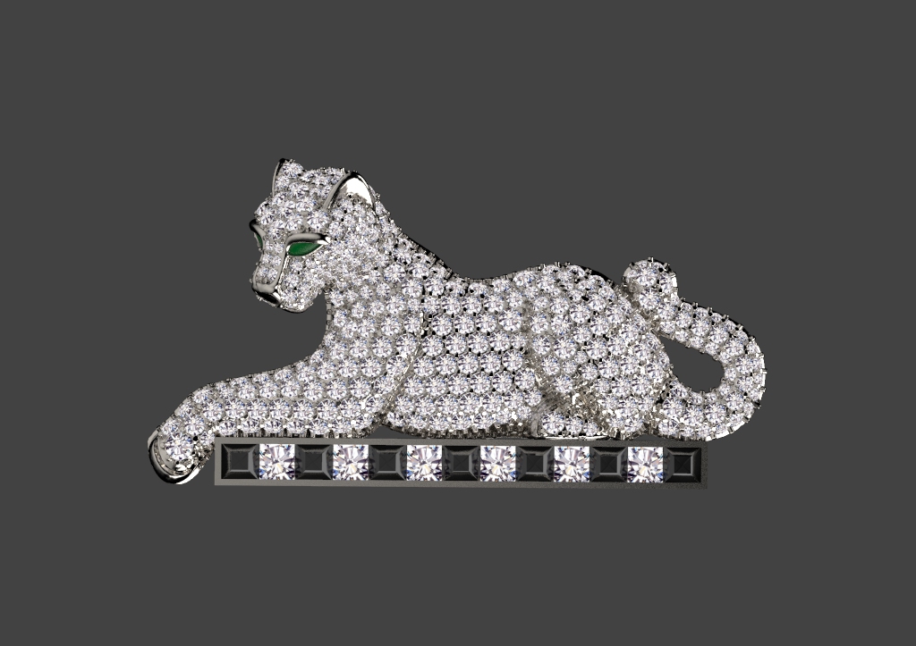 broche bracelet panthère pantera panthera panter bague pendentif boucles d'oreilles 3D print model - Mito3D