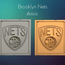 brooklyn nets logo relief 3d print model art american basketball team sculptures signs logos 3d print model - Mito3D