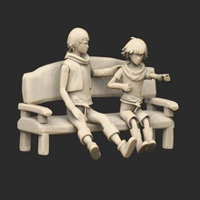 brothers bench tale two sons art sculptures sit pointer point older love game family cute brotherly brotherhood bond 3d print model - Mito3D