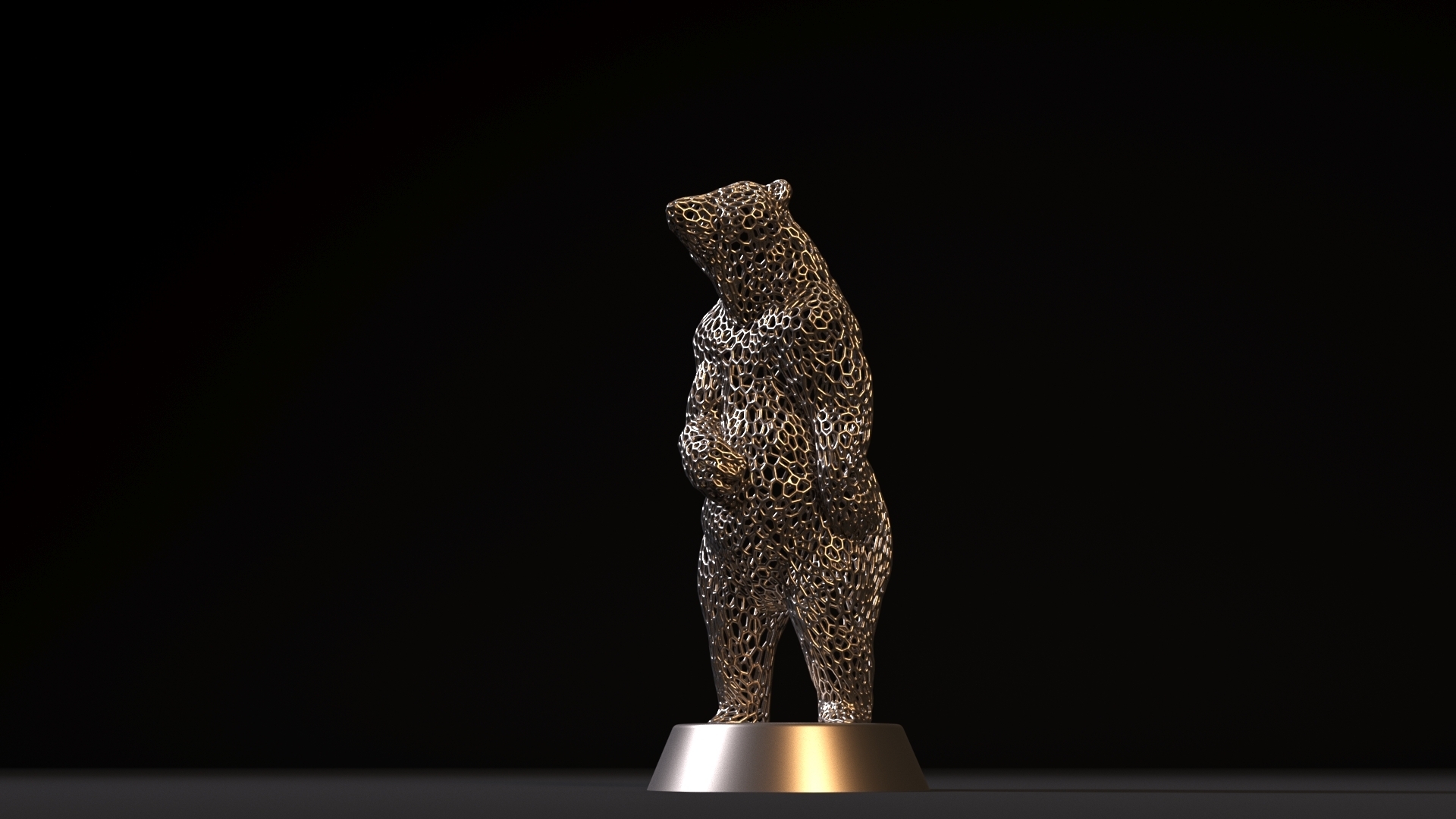 brown bear voronoi sculpture grizzly black animal teddy statue nature art printable sculptures 3D print model - Mito3D