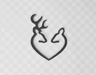 doratura cuore logo 2 caccia pesca emblema gli sport all'aperto amore cervo 3d print model - Mito3D