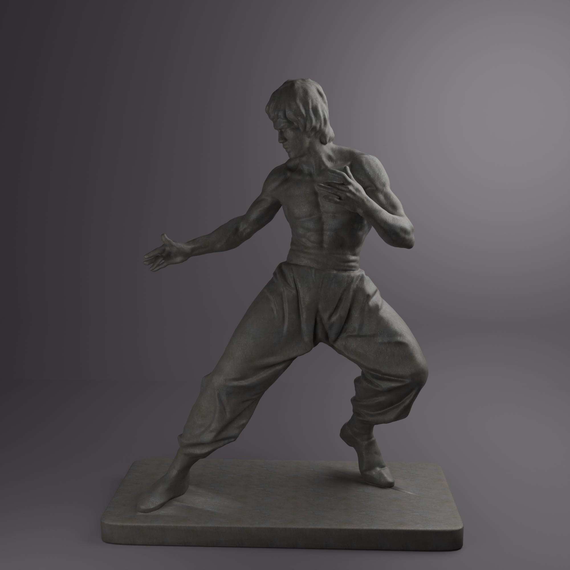 Bruce lee statua combattente 3D print model - Mito3D