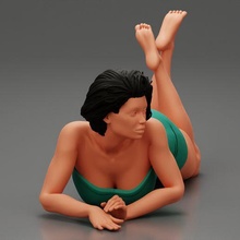brunette girl lying stomach 3d print model 3d print model - Mito3D