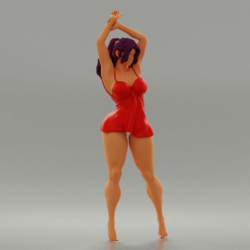 brunette woman posing sensual nightgown 3d print model 3D print model - Mito3D