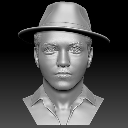 Bruno Mars Büste 3d Drucken bereit stl obj Formate Kunst Sänger Rnb Musik Musiker Woche Sheeran Bieber Berühmtheit Beyonce Rihanna Shakira Adele Ariana großartig 3D print model - Mito3D