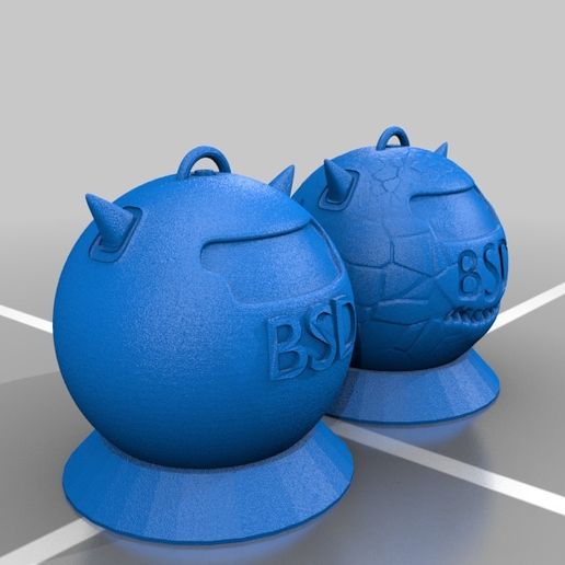 bsd logo droïde bijoux libre porte clés unix 3D print model - Mito3D