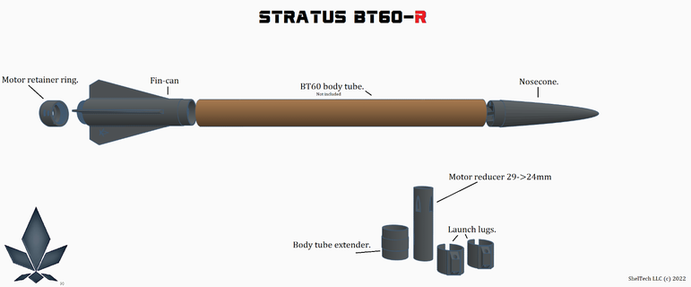 bt 60r modello razzo razzi scienza ingegneria spazio nasa tech missilistica vendita 3d print model - Mito3D