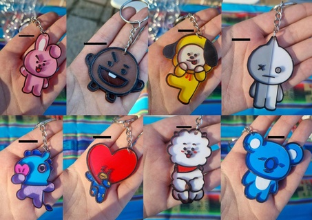 bt21 key rings bts cute color layer change earrings keychain keyring 3d print model - Mito3D