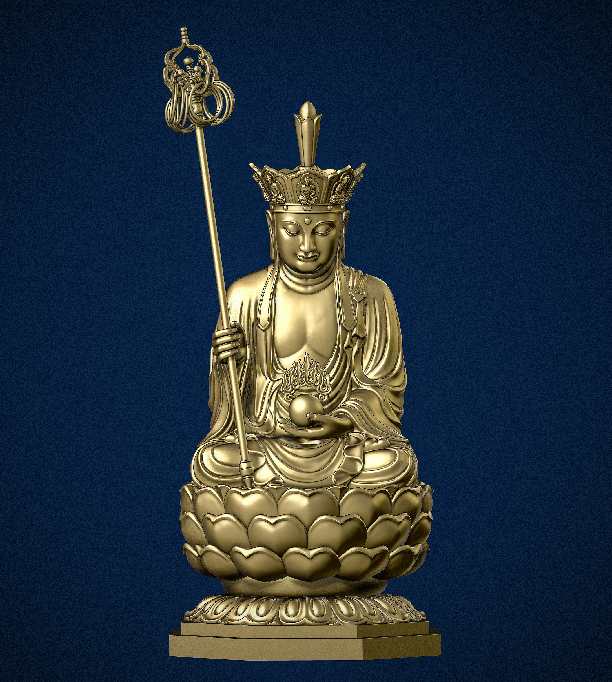 buddha sculpture statue miniature figurine stuff lotus religion fire 3D print model - Mito3D